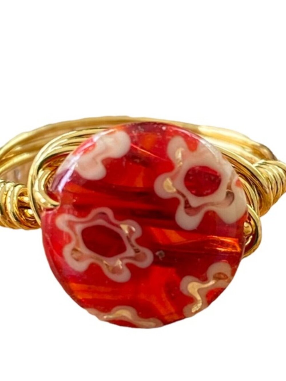 Women’s Boho Gold Toned Wire Wrap Ring. Size: 5